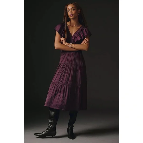 Anthropologie | Dresses | Anthropologie Ruffled Tiered Midi Dress | Poshmark